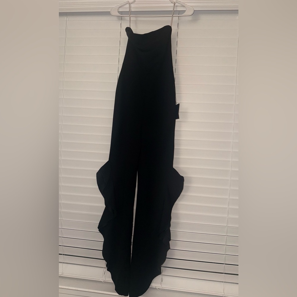 NWT Lulu's Black Ruffled Wide Leg Jumpsuit